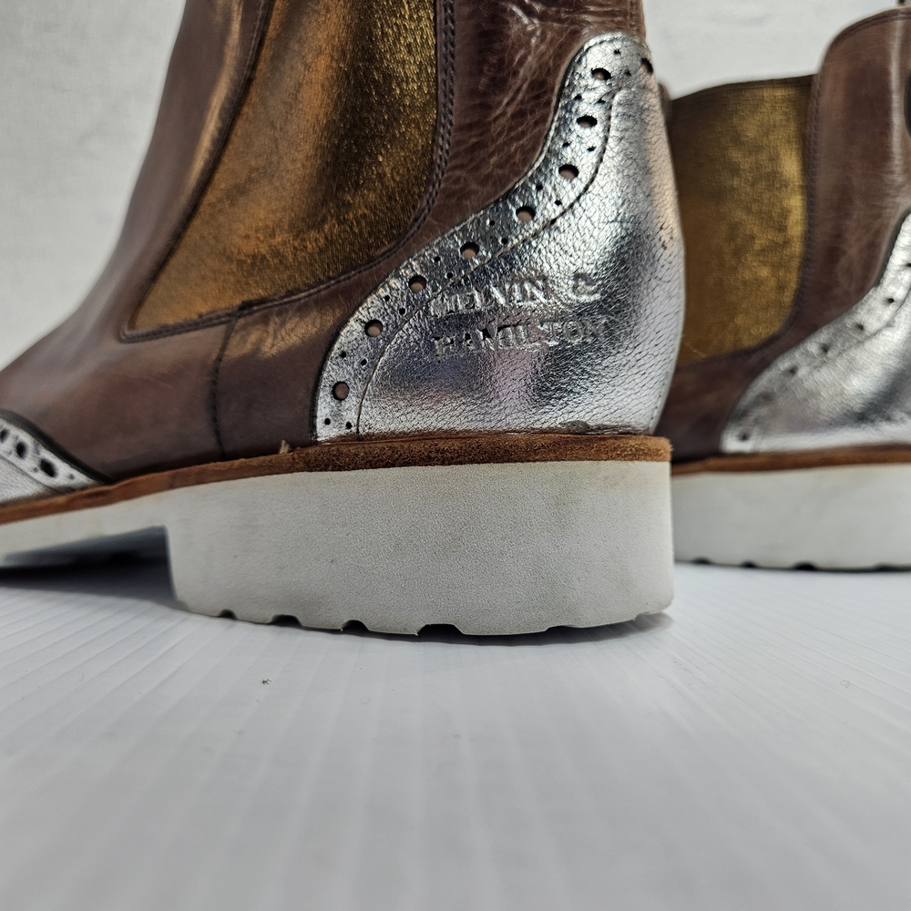 Melvin & Hamilton Amelie Brown Silver Chelsea Boots EU 40 US 9 - Picture 4 of 11